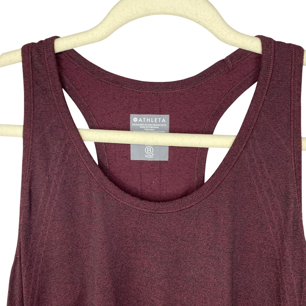 Athleta Momentum Tank Top Burgundy Heather Ruched Seamless Racerback 486290 M
